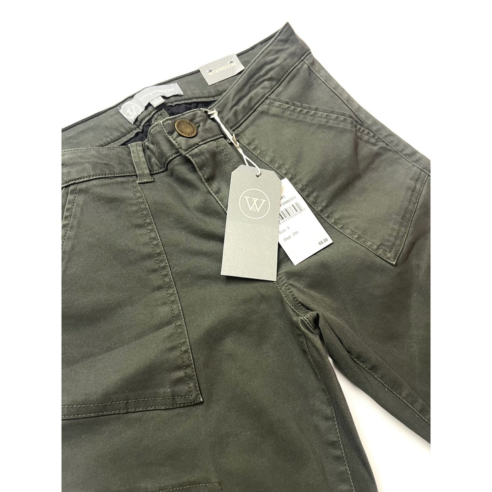 Wit & Wisdom Ab-solution Cargo Pants Forrest Green Olive Slim Leg Size 4 NEW